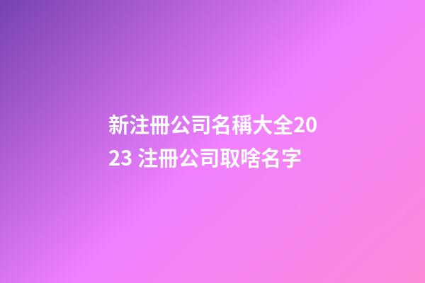 新注冊公司名稱大全2023 注冊公司取啥名字